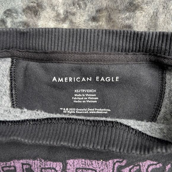 American Eagle Grateful Dead Crewneck Sweatshirt Women XS Oversized Black - Picture 3 of 6